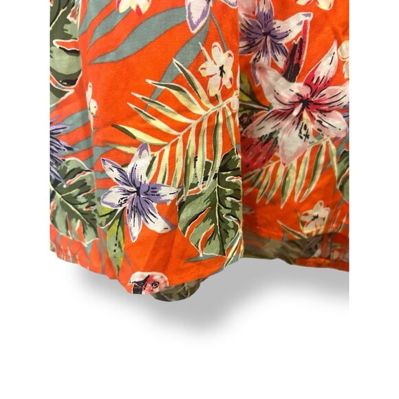 Caribbean Joe Hawaiian Tropical Maxi Dress Orange Sz Medium Floral Lace Detail - Picture 7 of 14